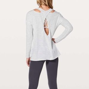 Lululemon Back Into It Long Sleeve: 3 Colour Space Dye Ice Grey Alpine White/S